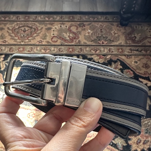 Coach Men's Blue and Gray Leather Belt - Picture 4 of 10